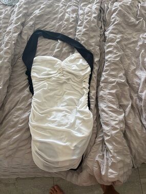 Norma Kamali White and Black Halter One-Piece Swimsuit